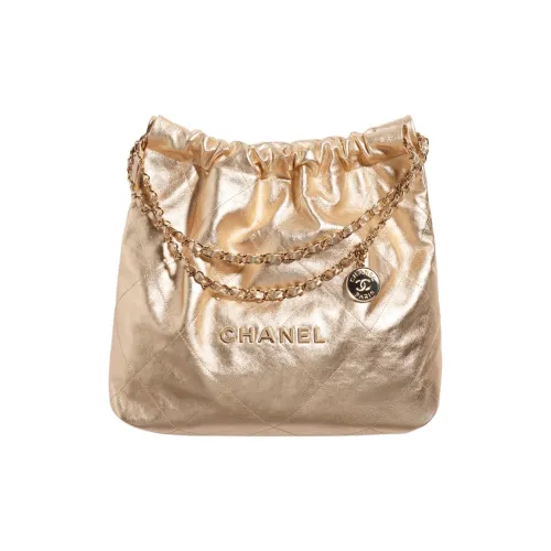 CHANEL 22Bag Calfskin Trash Bag, Tote Bag, Shopping Bag, Handbag, Shoulder Bag Regular Women's Gold