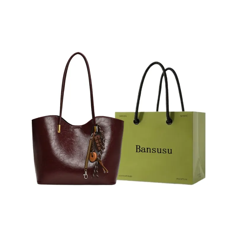 Bansusu PU Tote Bag Shopping Bag Shoulder Bags Women's Black/Red/Brown/Coffee-0