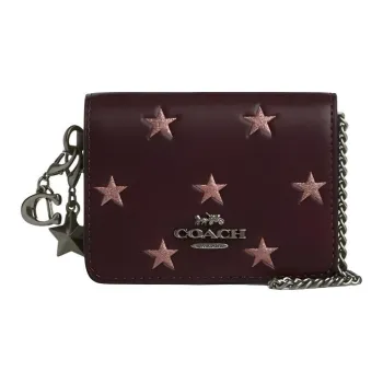 COACH Boxed Delicate Calfskin Wallet Mini Women's Plum Red Multicolor