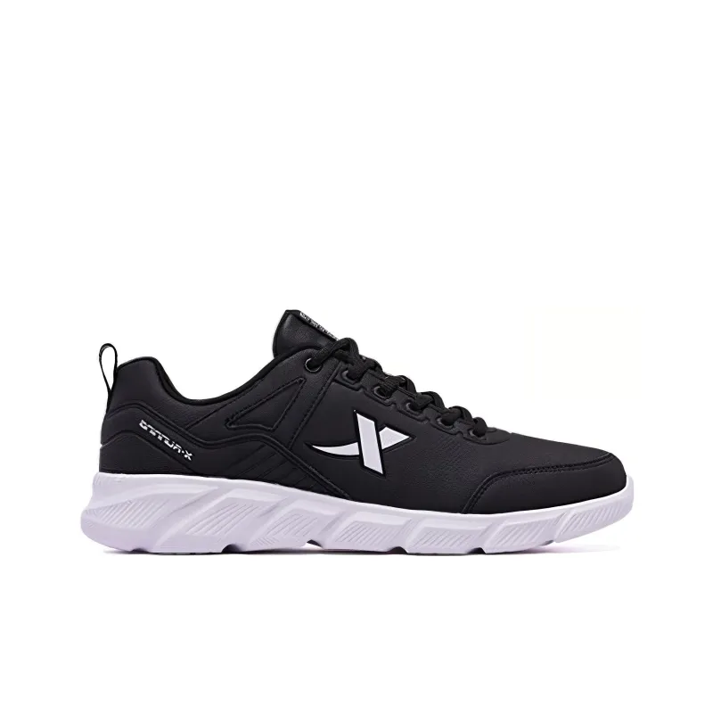 XTEP Cushioned Anti Slip Wear Resistant Water Resistant Lightweight Low Top Running Shoes Men's Black White-1