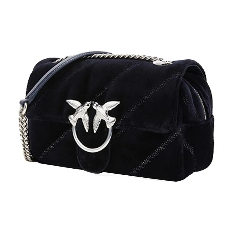 PINKO SIMPLY Velvet Flying Bird Bag Swan Bag Shoulder Bag Crossbody Bag Mini Women's Black-2