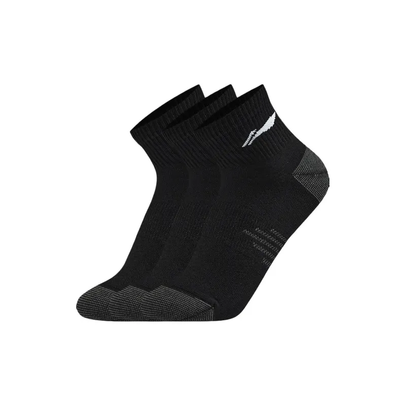LiNing Sports Life Collection Ankle Socks Unisex 3 Pack Black-0