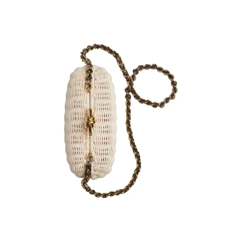 Bottega Veneta Lambskin One Shoulder Crossbody Clutch Women's Natural-2