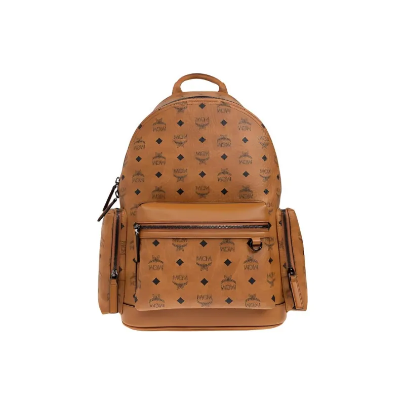 MCM Visetos Canvas Backpack Medium Size Women's Cognac Brandy-1