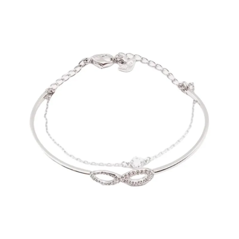 Swarovski Alloy, Silver Plated, Gold Plated, Rhodium Plated, Faux Crystal Bracelets Women's Silver-0