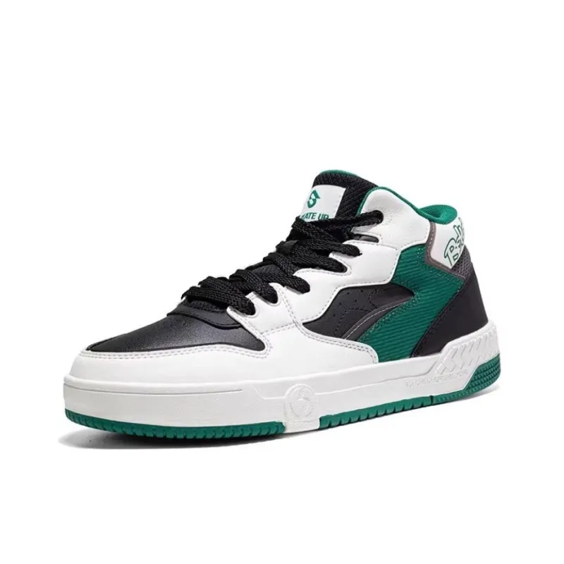 361° Cushioning Lightweight Mid Top Skateboard Shoes Men's Black Green-2