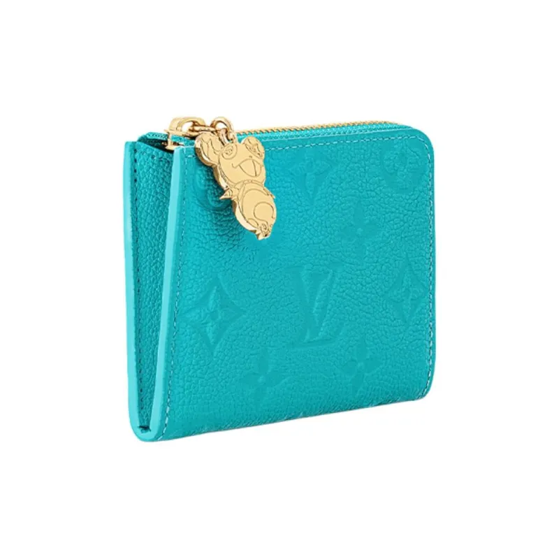 LOUIS VUITTON Takashi Murakami Village Co-Financing Cow Leather Wallet Women's Blue-1