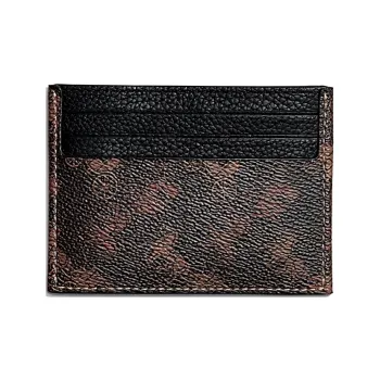 COACH Card Case Canvas, Leather Storage Wallet, Card Holder Men's Brown