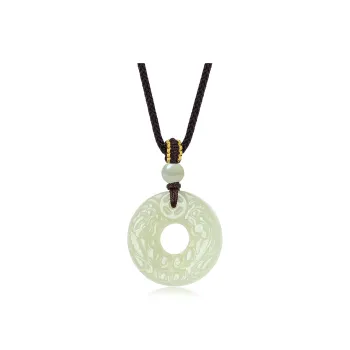 Furunlai Hetian Jade Necklaces Pale Greenish White Jade Unisex