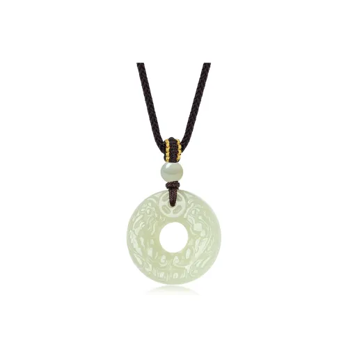 Furunlai Hetian Jade Necklaces Pale Greenish White Jade Unisex