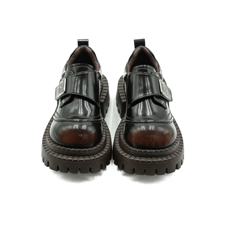 Little Sue _Argument Niche Design Hook-and-Loop Trendy Versatile Large-Head Derby Shoes Loafers Women's-9