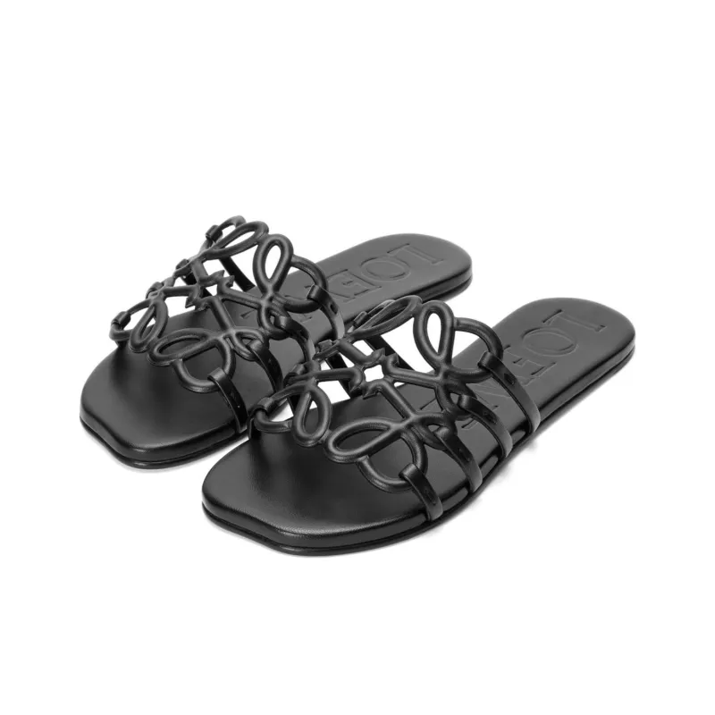LOEWE Petal Slide Slippers Women's Black-2