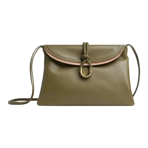Bottega Veneta Calfskin Crossbody Bag, Shoulder Bag Women's Seaweed Color
