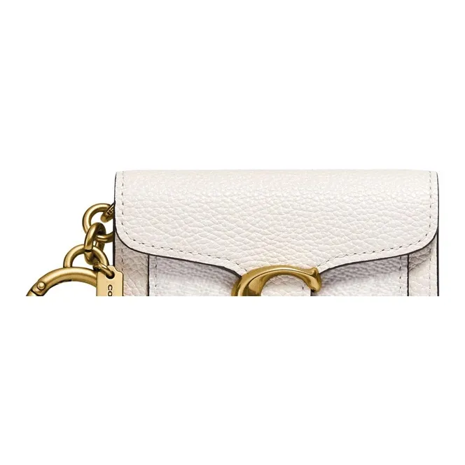 COACH Tabby Coarse-Grained Leather Clutch Card Holder Coin Purse Mini Women's White-3