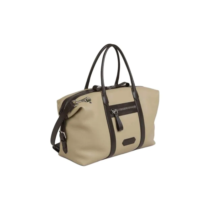 TF Leather One Shoulder Crossbody Bag, Travel Bag Unisex Khaki-1