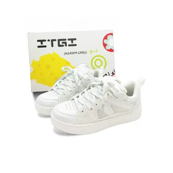 ITGI Anti Slip Wear Resistant Low Top Skateboard Shoes Unisex All White