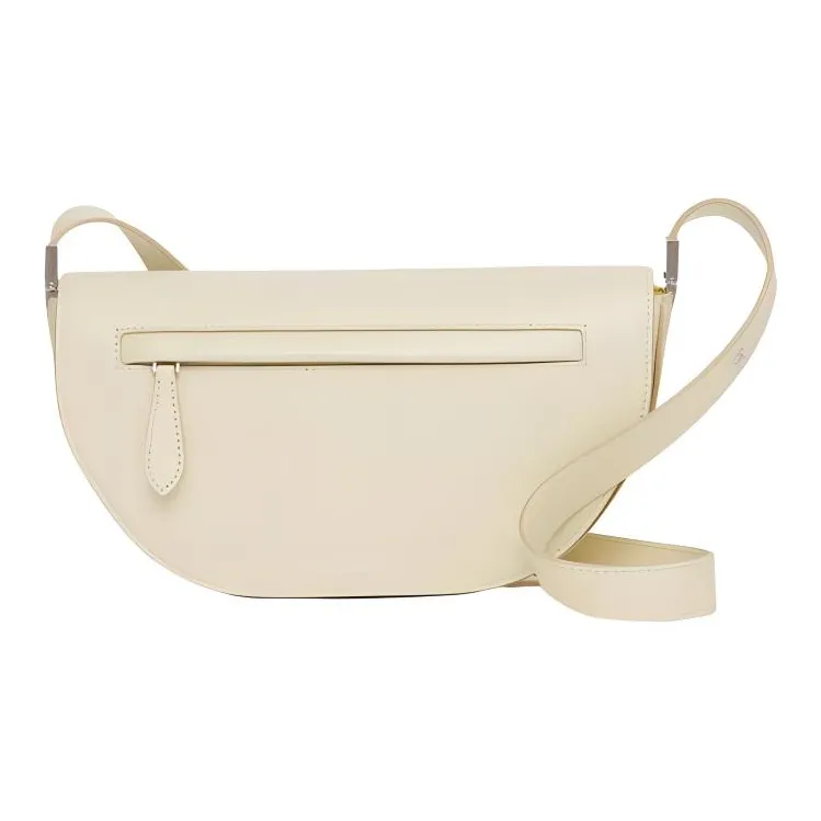 Burberry Olympia Two-Tone Leather Shoulder Bag Crescent Bag Handbag Shoulder Bag Small Size Women's Ivory-3