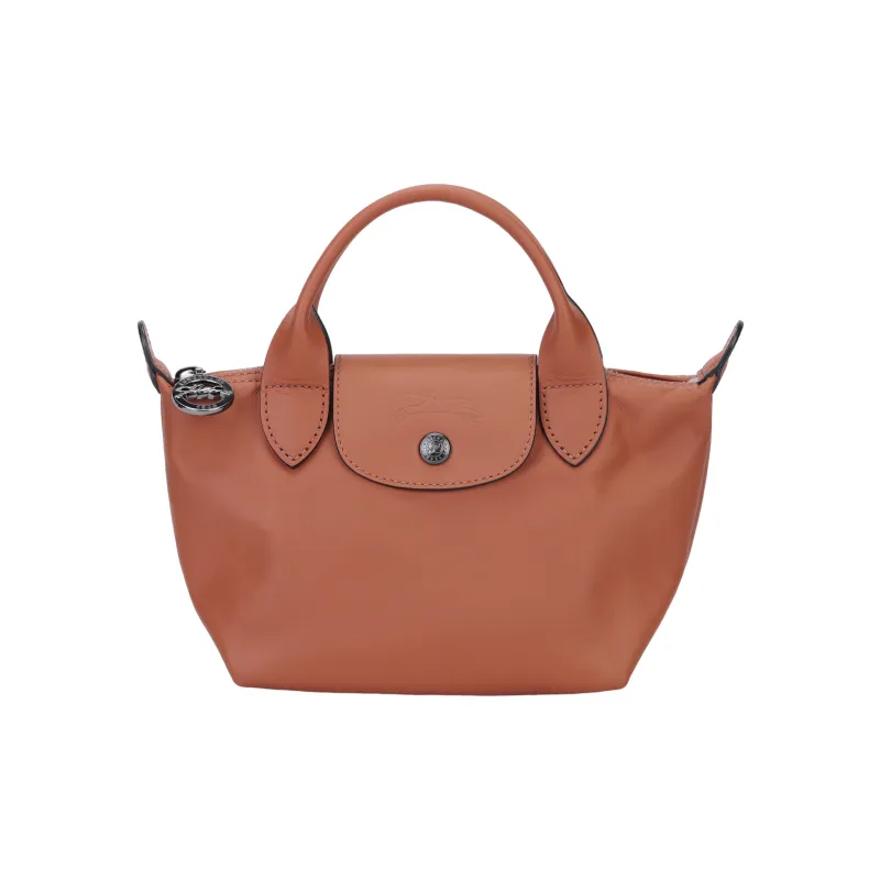 LONGCHAMP Le Pliage Cow Leather Dumpling Bag Shoulder Bag Crossbody Bag Handbag Mini Women's Cognac-0