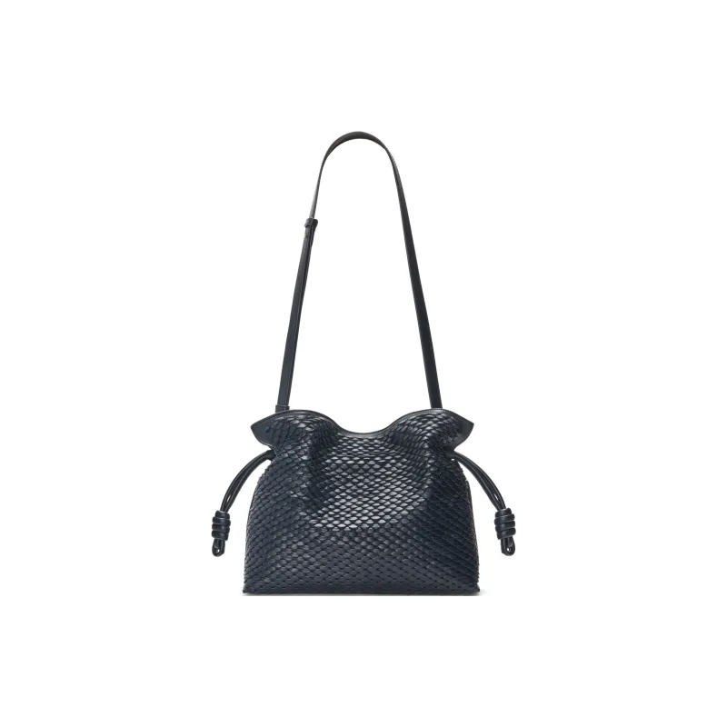 LOEWE Flamenco Lambskin One Shoulder Crossbody Clutch Medium Size Women's Ink Blue-1