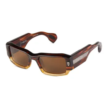 T Henri Acetate Sterling Silver Rectangular Sunglasses Unisex Tortoiseshell