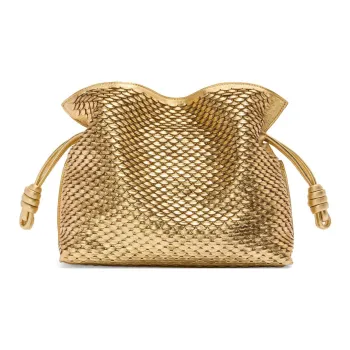 LOEWE Flamenco Lambskin Handheld Shoulder Bag Medium Size Women's Gold