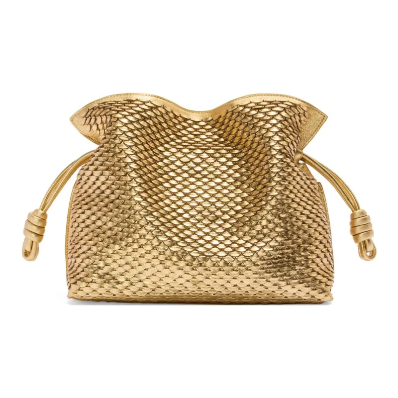 LOEWE Flamenco Lambskin Handheld Shoulder Bag Medium Size Women's Gold-0