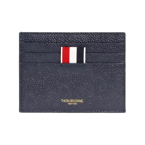 THOM BROWNE· Pebbled Calfskin Wallets Card Holders Men's Navy