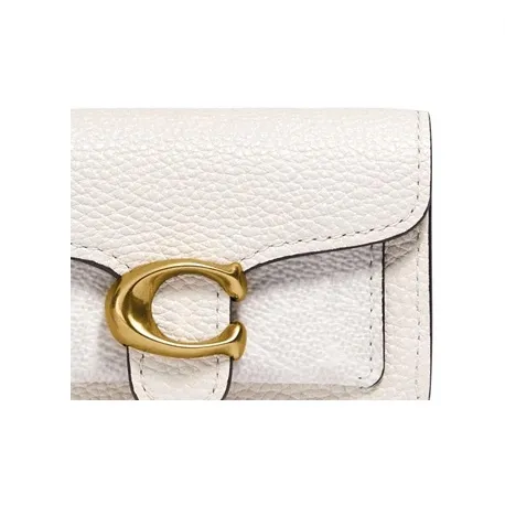 COACH Tabby Coarse-Grained Leather Clutch Card Holder Coin Purse Mini Women's White-2