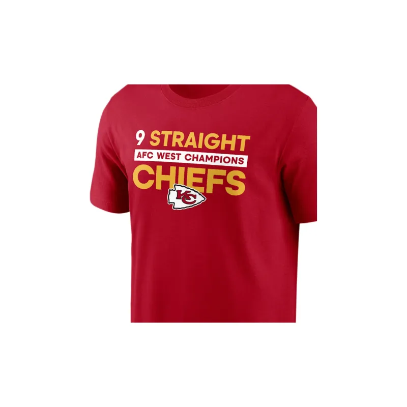 Nike NFL FW24 Kansas City Chiefs 9 Straight AFC West Champions T-Shirt Men's Red-3