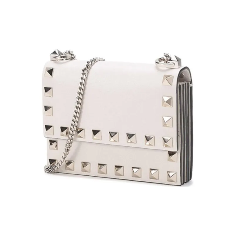 Valentino Leather Portable Crossbody Bag Shoulder Bag Women's Ecru-1