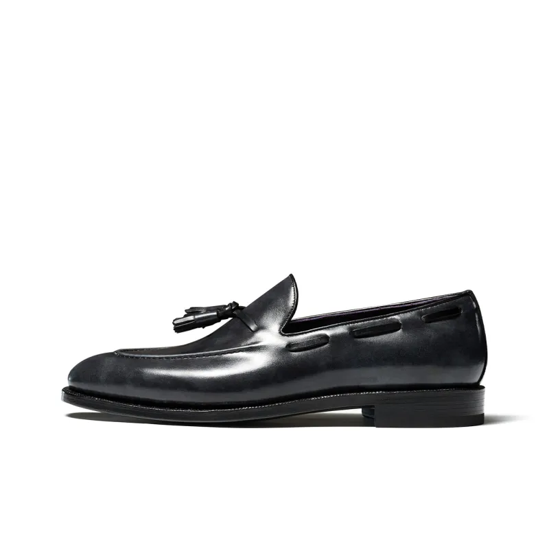 TRUFFAUT Fringe Slip on Leather Shoes Loafers 2.6CM Men's-0