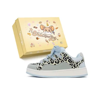 SHUXIAOBEI Coverage Abrasion Resistant Low Top Skateboard Shoes Women's Leopard Print Blue
