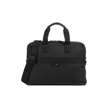 HUGO BOSS Recycled Polyester Portable One Shoulder Crossbody Briefcase Men's Black