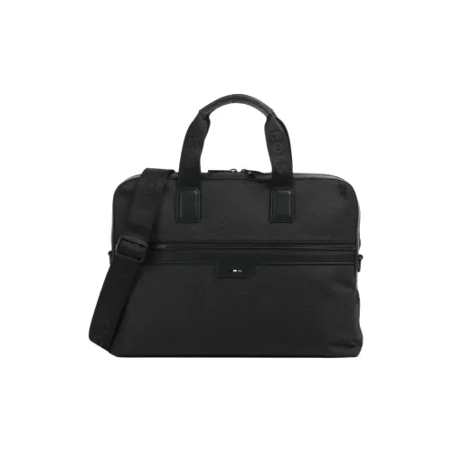 HUGO BOSS Recycled Polyester Portable One Shoulder Crossbody Briefcase Men's Black