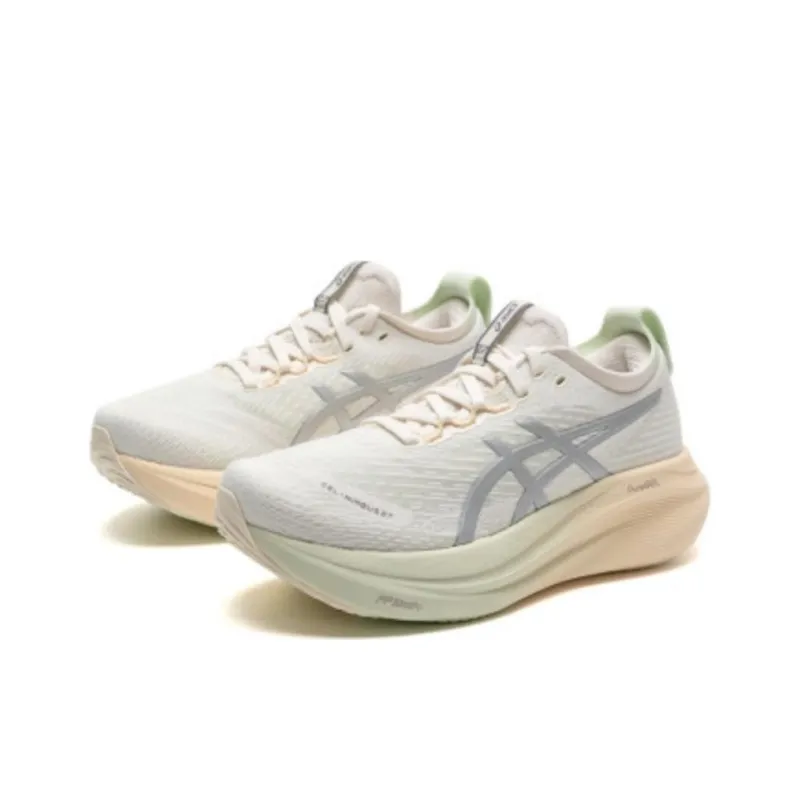 Asics GEL NIMBUS 27 Anti Slip Wear Resistant Low Top Running Shoes Women's Milk White-2