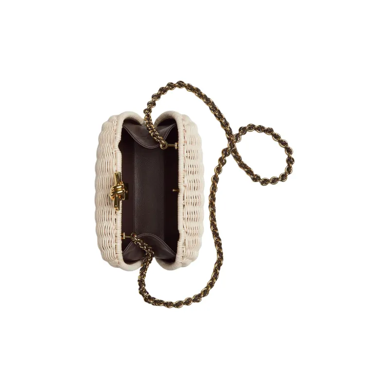 Bottega Veneta Lambskin One Shoulder Crossbody Clutch Women's Natural-3