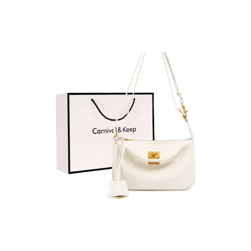 Carnival Keep Cow Leather Patchwork Synthetic Leather Shoulder Bag Women's White/Black
