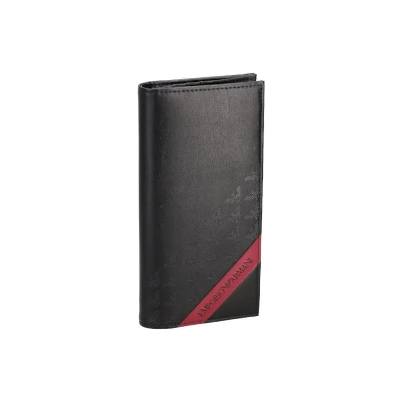 EMPORIO ARMANI Recycled Leather Wallet Men's Black & Red-1