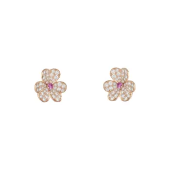 Van Cleef & Arpels Sapphire Diamond Earrings Women's Rose Gold