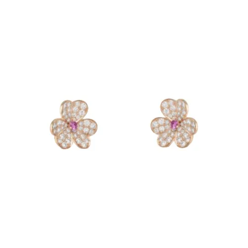 Van Cleef & Arpels Sapphire Diamond Earrings Women's Rose Gold