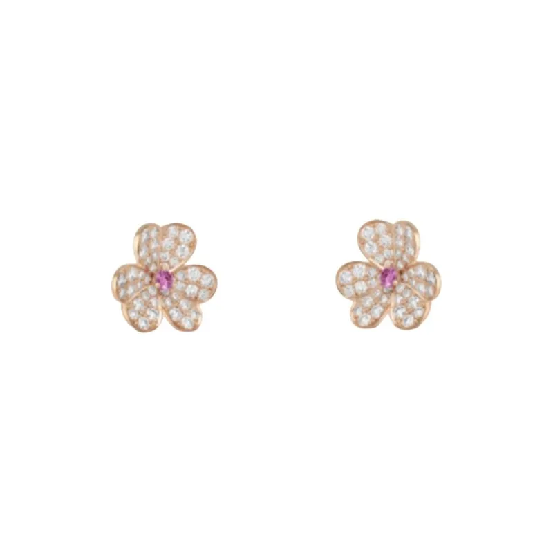 Van Cleef & Arpels Sapphire Diamond Earrings Women's Rose Gold-0