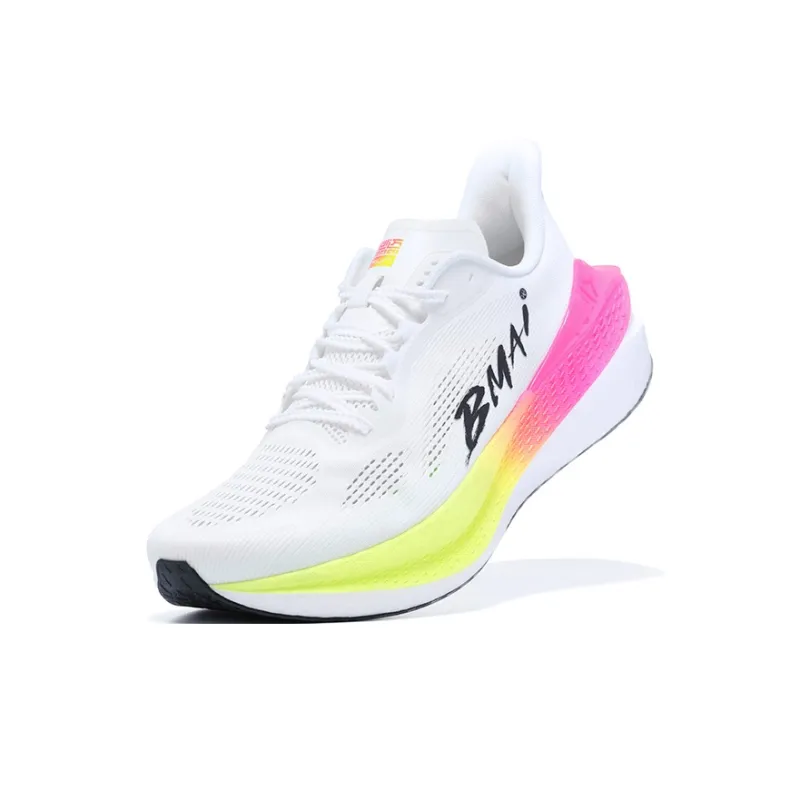 BMAI Jingtan Mix 2.0 Mid Top Running Shoes Men's White Pink Yellow Blue-3