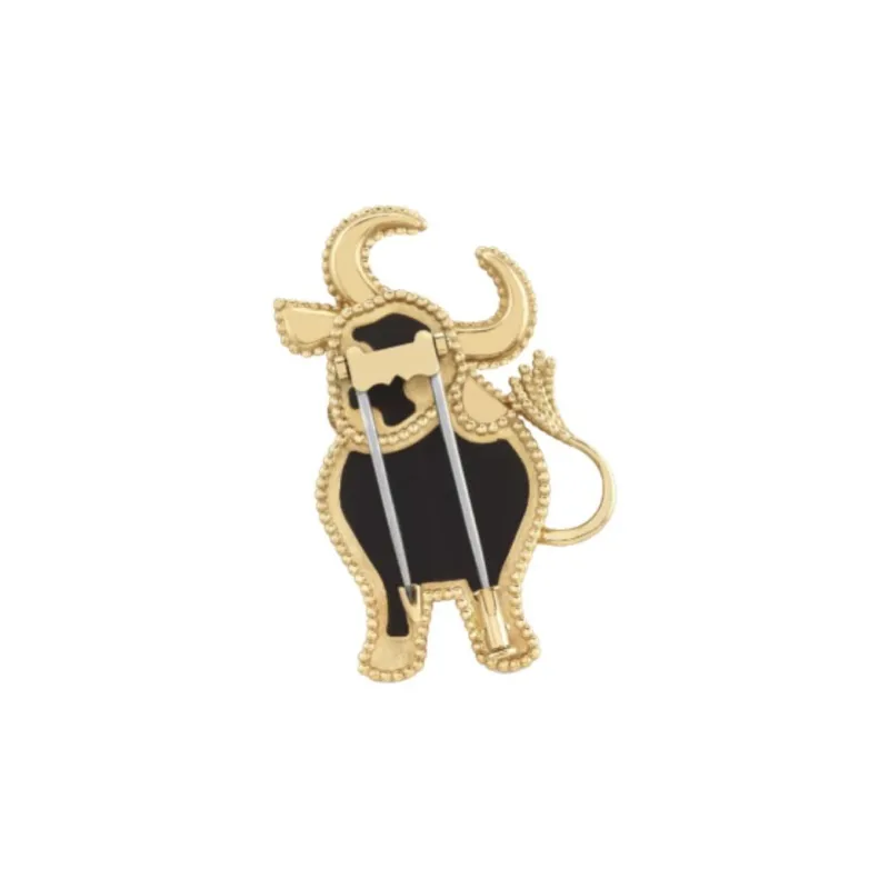 Van Cleef & Arpels 18K Gold Onyx Brooches Unisex Black/Gold-1