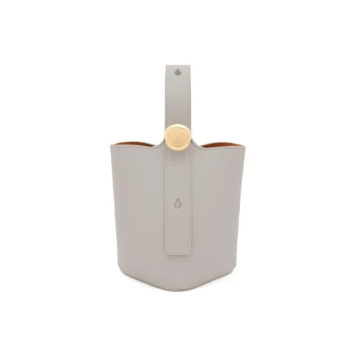 LOEWE Pebble Bucket Smooth Calf Leather Bucket Bags Shoulder Bag Crossbody Bag Handbag Mini Women's Gray