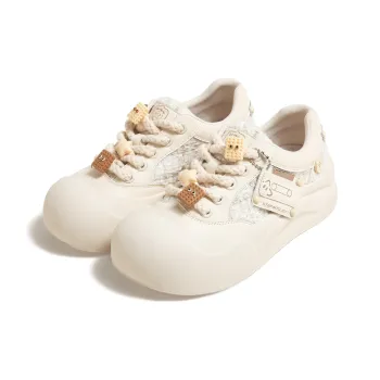 TTKJ Cushioning Height Increasing Wear Resistant Low Top Skateboard Shoes Women's Flowing Light And Moon White