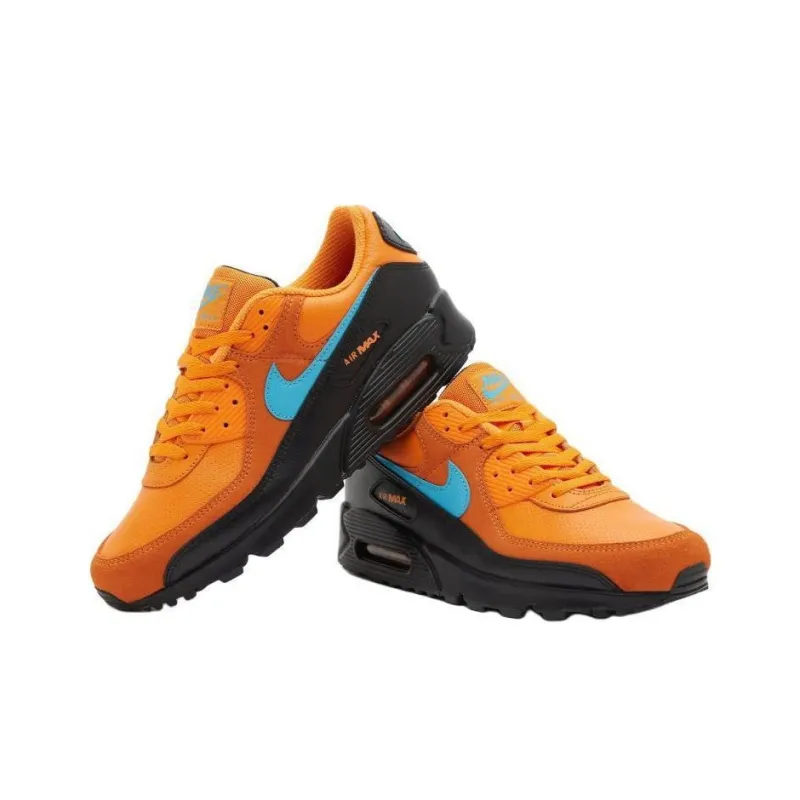 Nike Air Max 90 Anti Slip Wear Resistant Low Top Casual Running Shoes Unisex Orange Black-2
