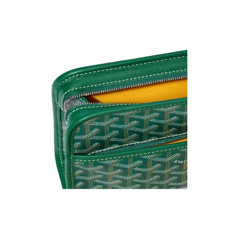 GOYARD JOUVENCE Canvas With Calfskin Toiletry Bag Small Size Unisex Green-3