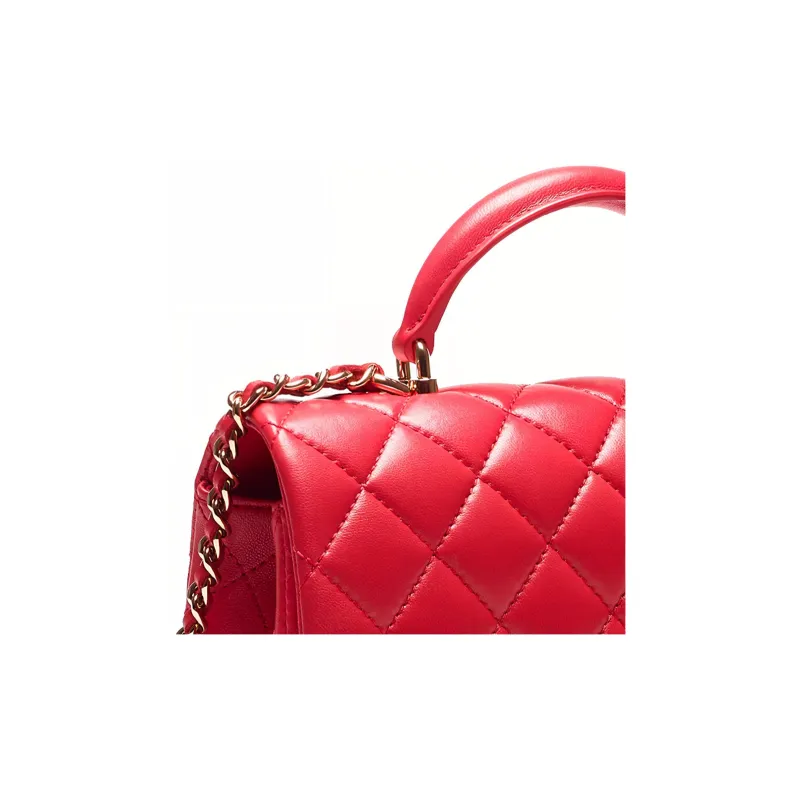 CHANEL 22C Spring Classic Flap CF Lambskin Handbag Mini Women's Red-3