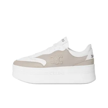CELINE Block Triomphe Low Top Skateboard Shoes 5cm Women's Gray White