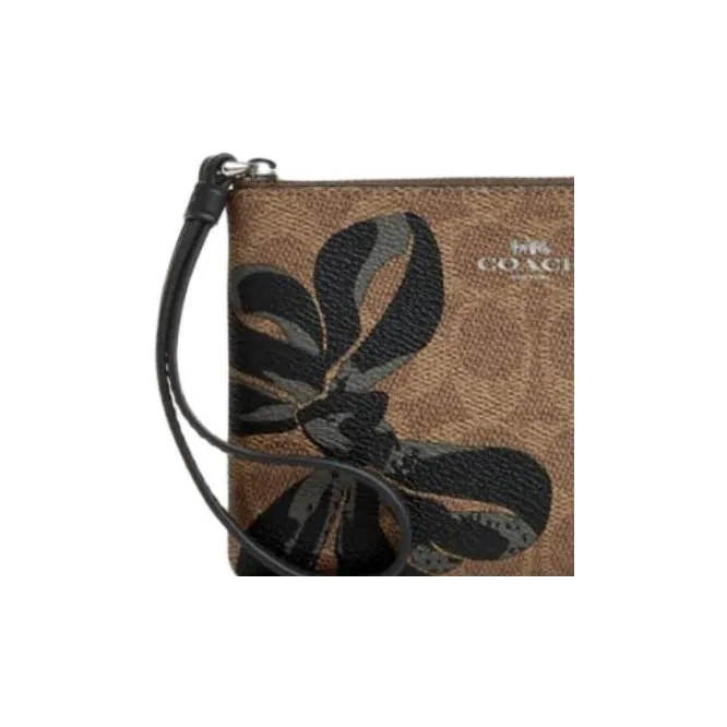 COACH Coated Canvas Clutch Mini Women's Tan & Black-4